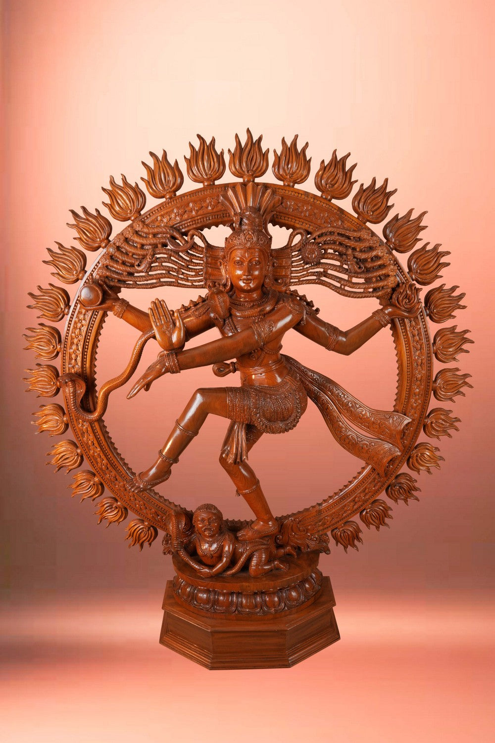 Image of Teak Wood Carving Nataraja Statue